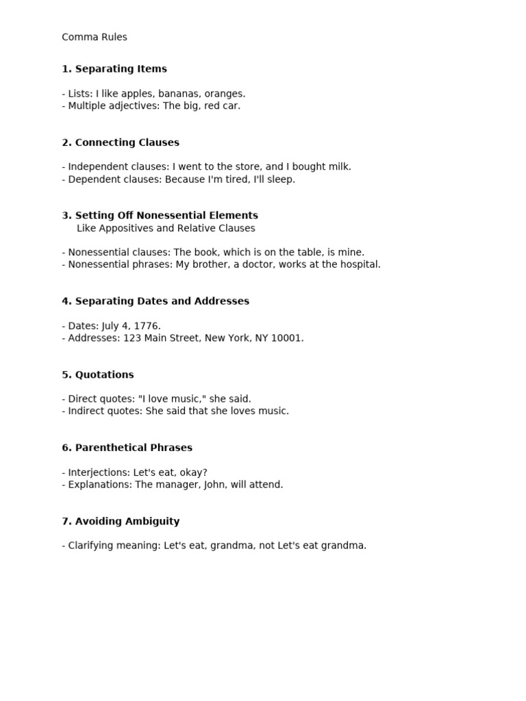 Comma Rules 11.18.24 | PDF