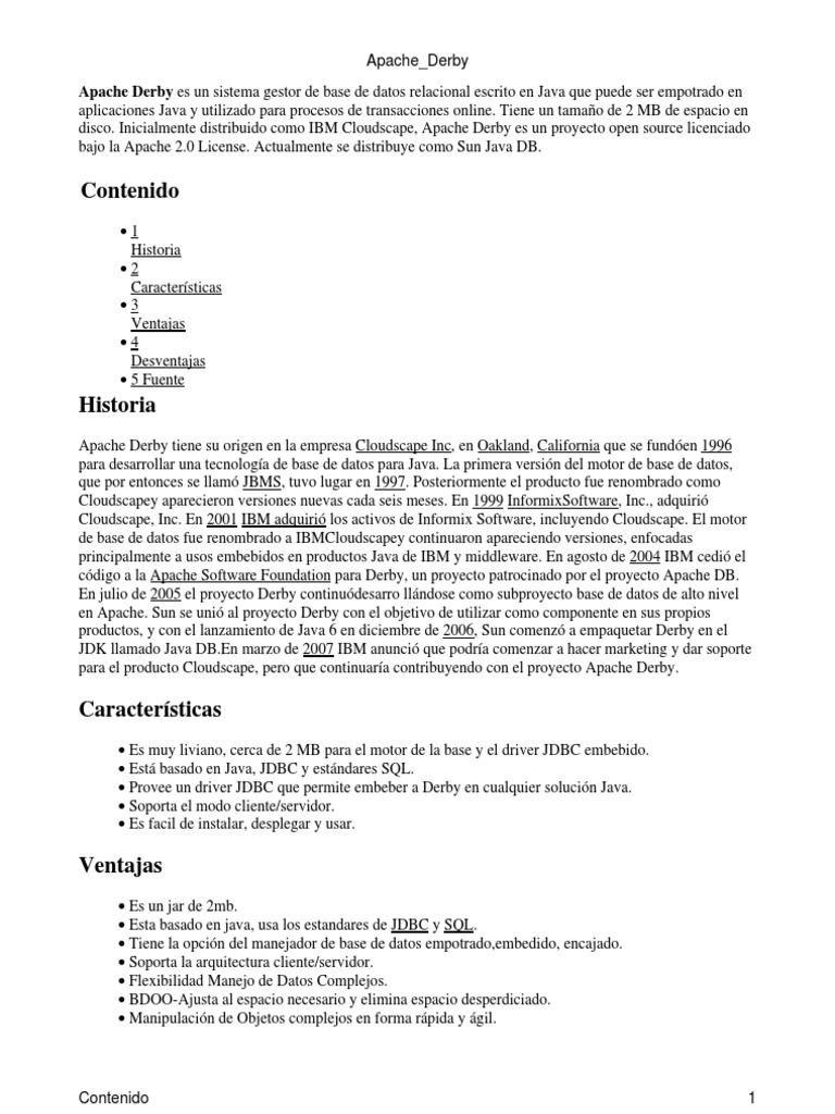 Apache Derby | PDF | Informática | Software