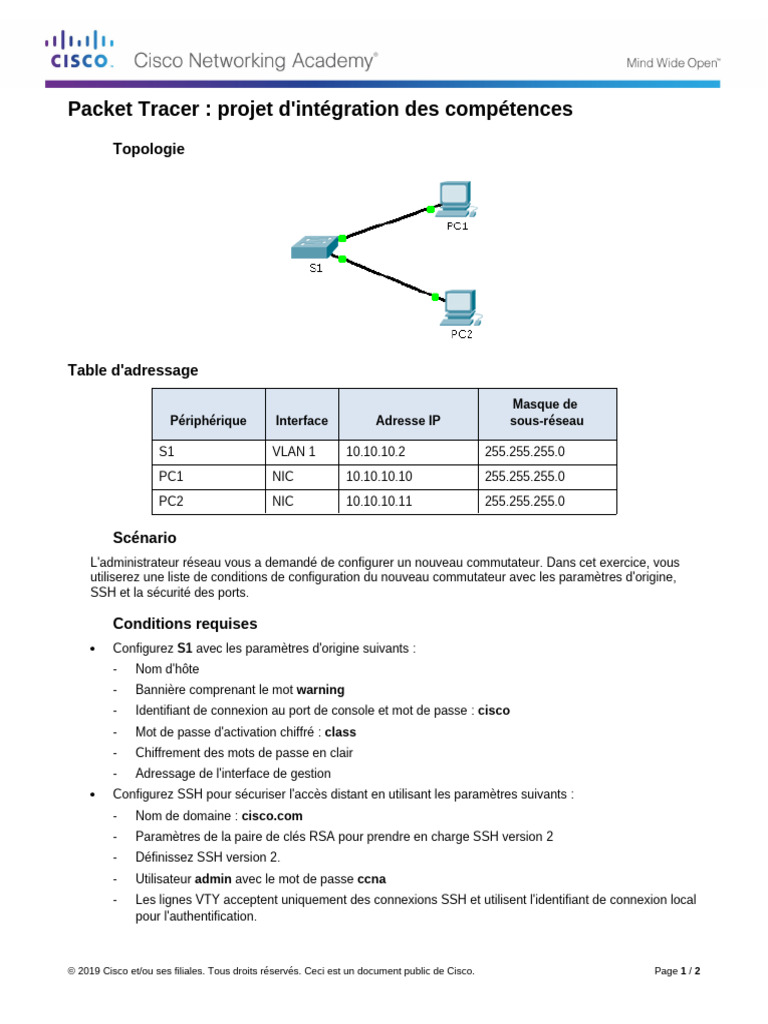Configuration de commutateur Cisco avec SSH | PDF | Enveloppe de ...