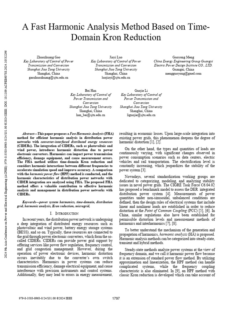 Fast Harmonic Analysis for Power Networks | PDF | Equations ...