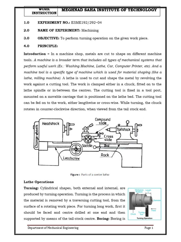 Lathe Machining Work Instruction Guide | PDF | Machining | Secondary ...