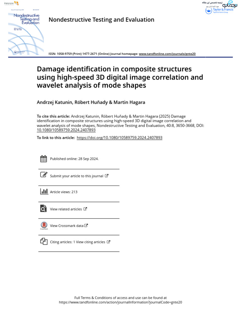 Damage Detection in Composites Using DIC | PDF | Wavelet | Machine Learning