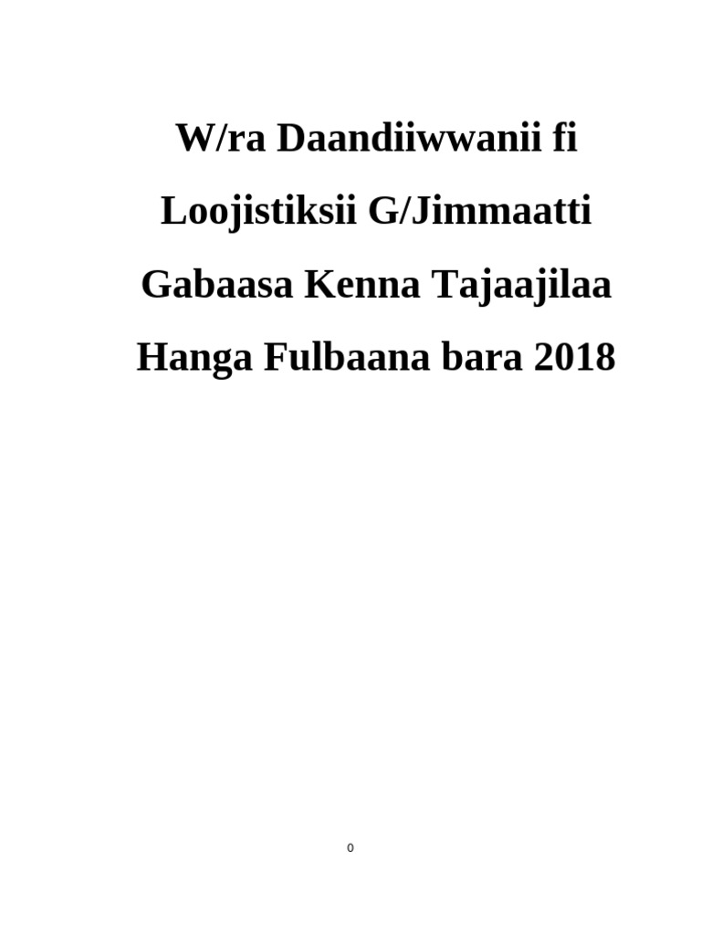 Daandii Jimmaa Gabaasa KT Fi BG Fulbaana 2108 | PDF