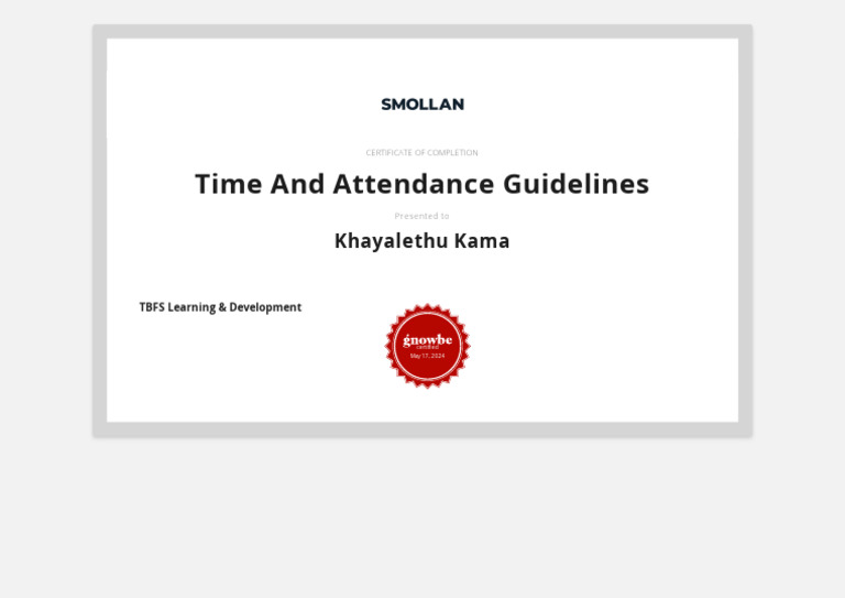 Time and Attendance Guidelines Certificate | PDF