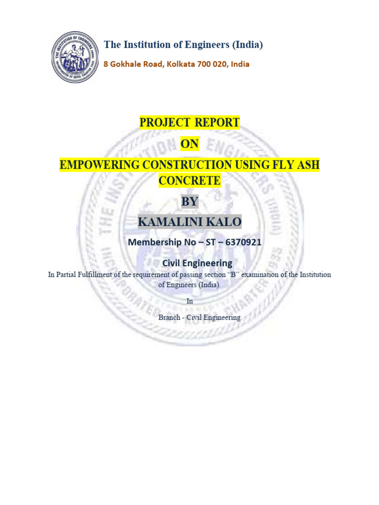 Project Report On Empowering Construction Using Fly Ash Concrete | PDF ...