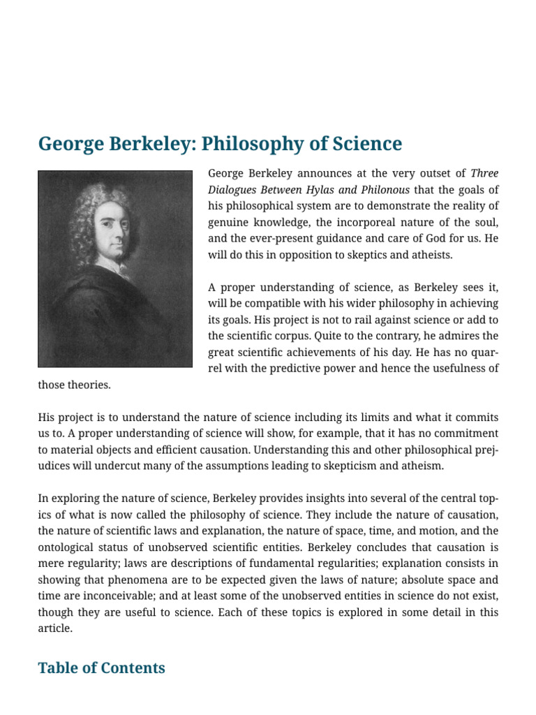 George Berkeley - Philosophy of Science - Internet Encyclopedia of ...