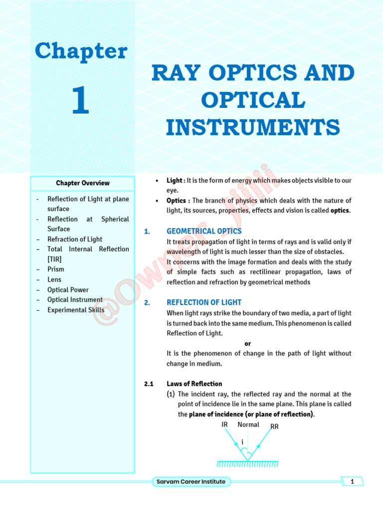 Ray Optics and Instruments Overview | PDF | Optics | Reflection (Physics)
