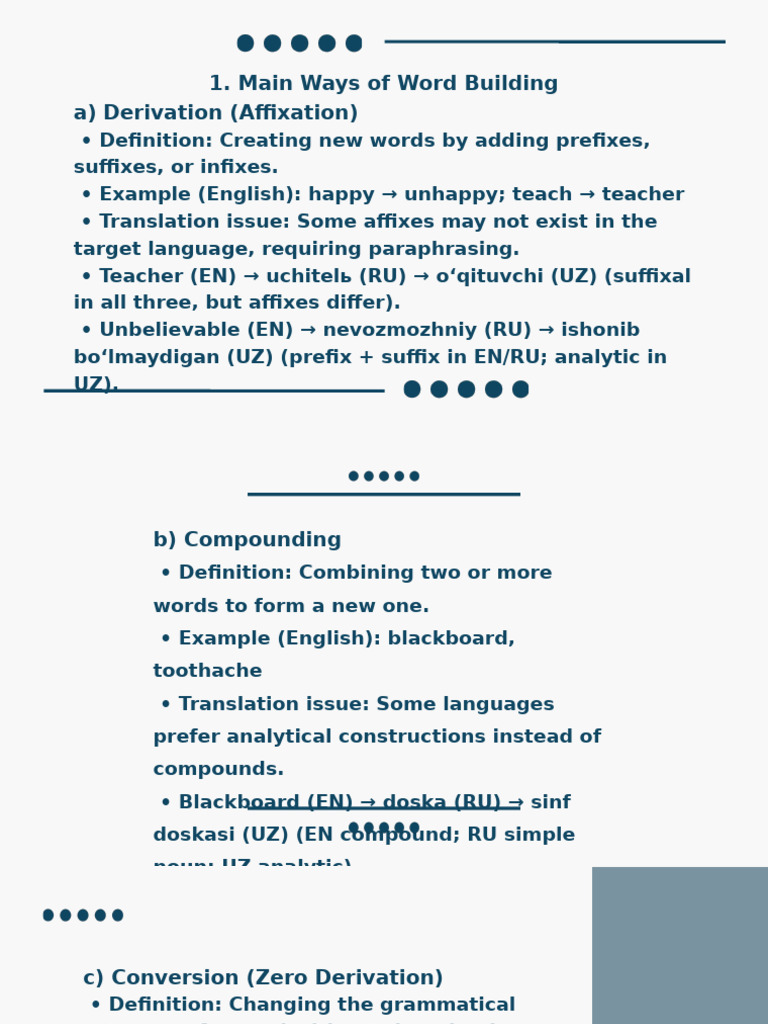 Word Building Techniques and Translation | PDF | English Language | Word