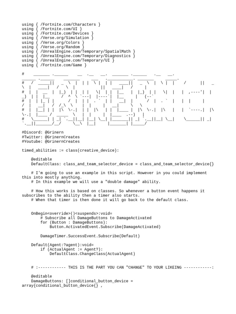 Fortnite Timed Abilities Script Guide | PDF