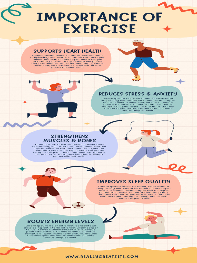 Beige and Colorful Illustrative Importance of Exercise Infographic ...