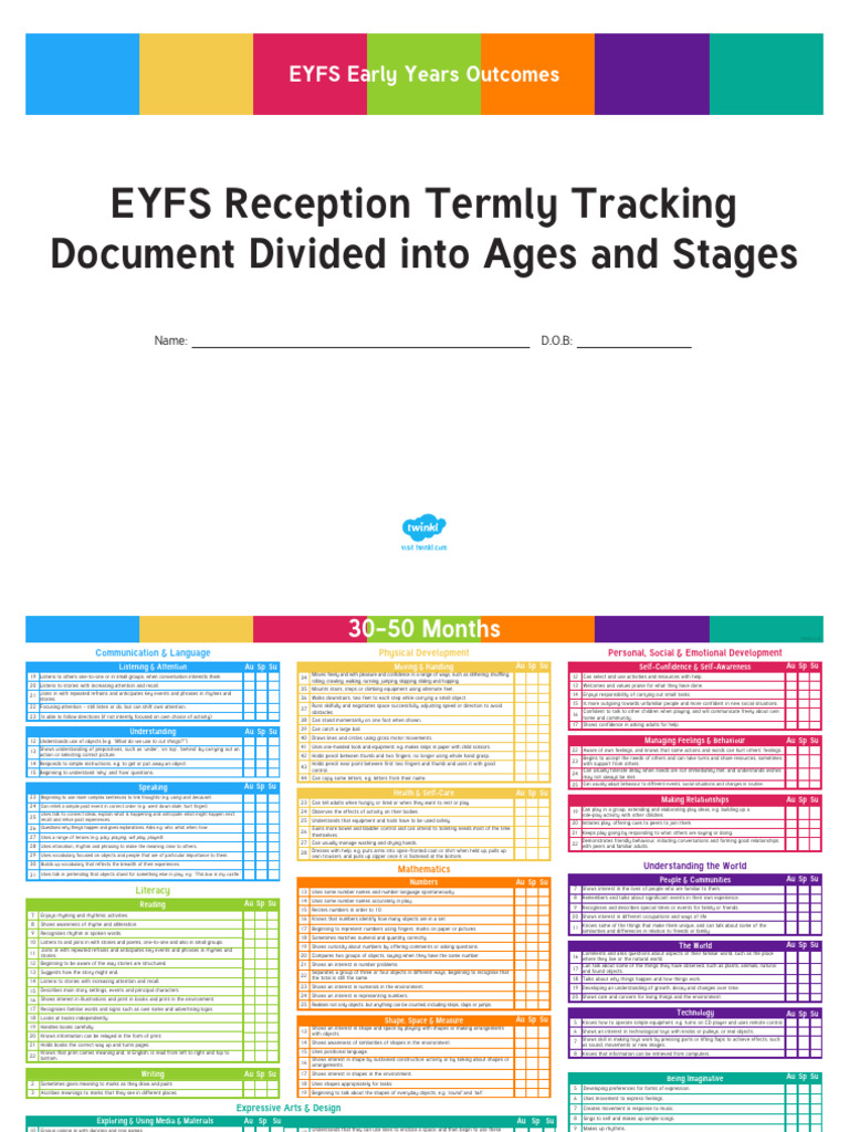 EYFS Reception Tracking Document | PDF | Shape | Child Development
