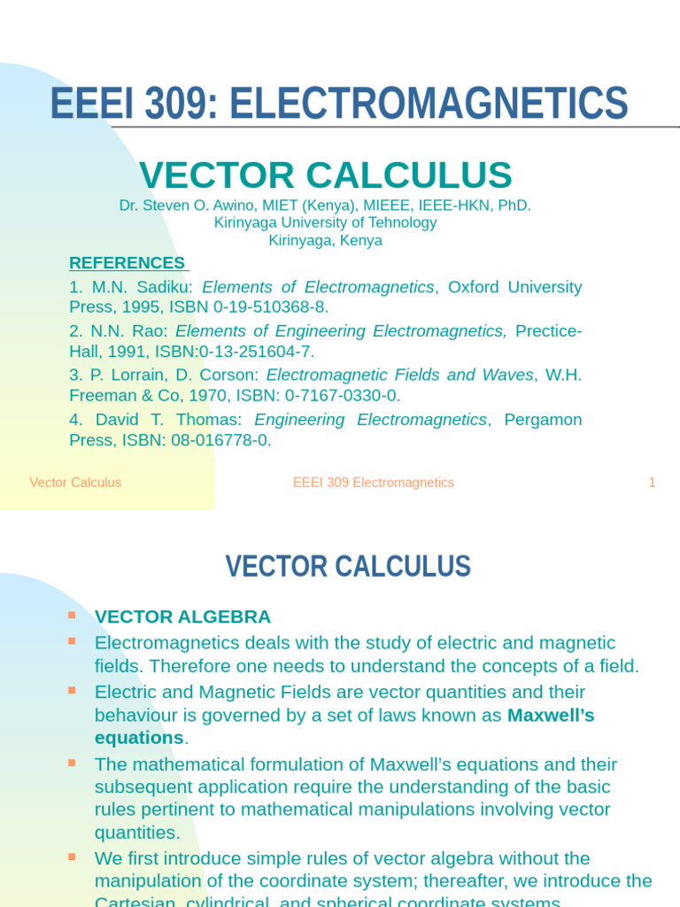 Eeei 309 - Vector Algebra | PDF | Euclidean Vector | Derivative
