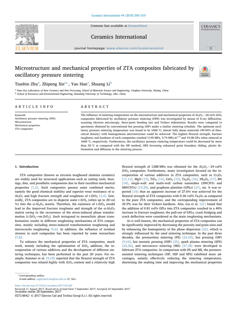 ZTA Composites: OPS Sintering Insights | PDF | Sintering | Fracture
