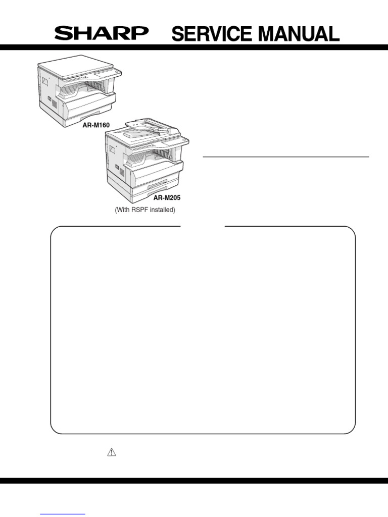 Sharp AR-M160/AR-M205 Service Manual | PDF | Image Scanner | Paper
