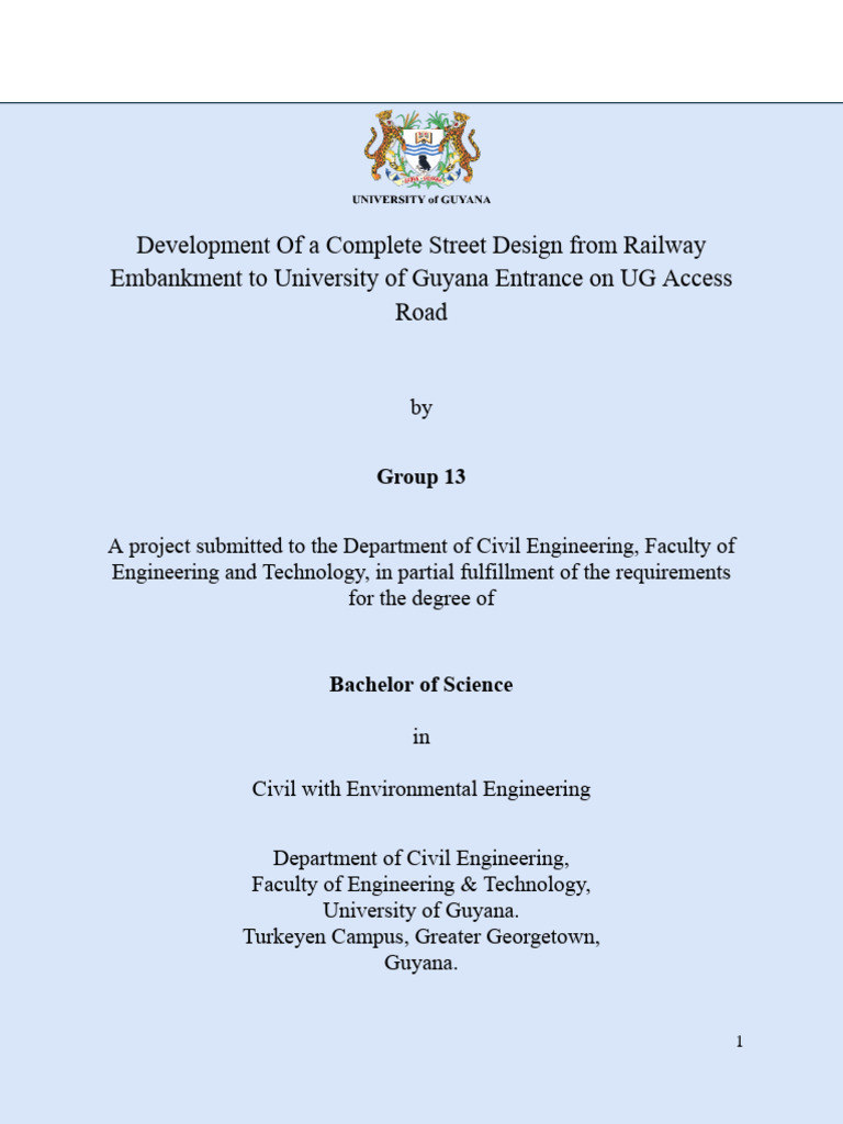 Complete Street Design for UG Access Road | PDF | Traffic | Road