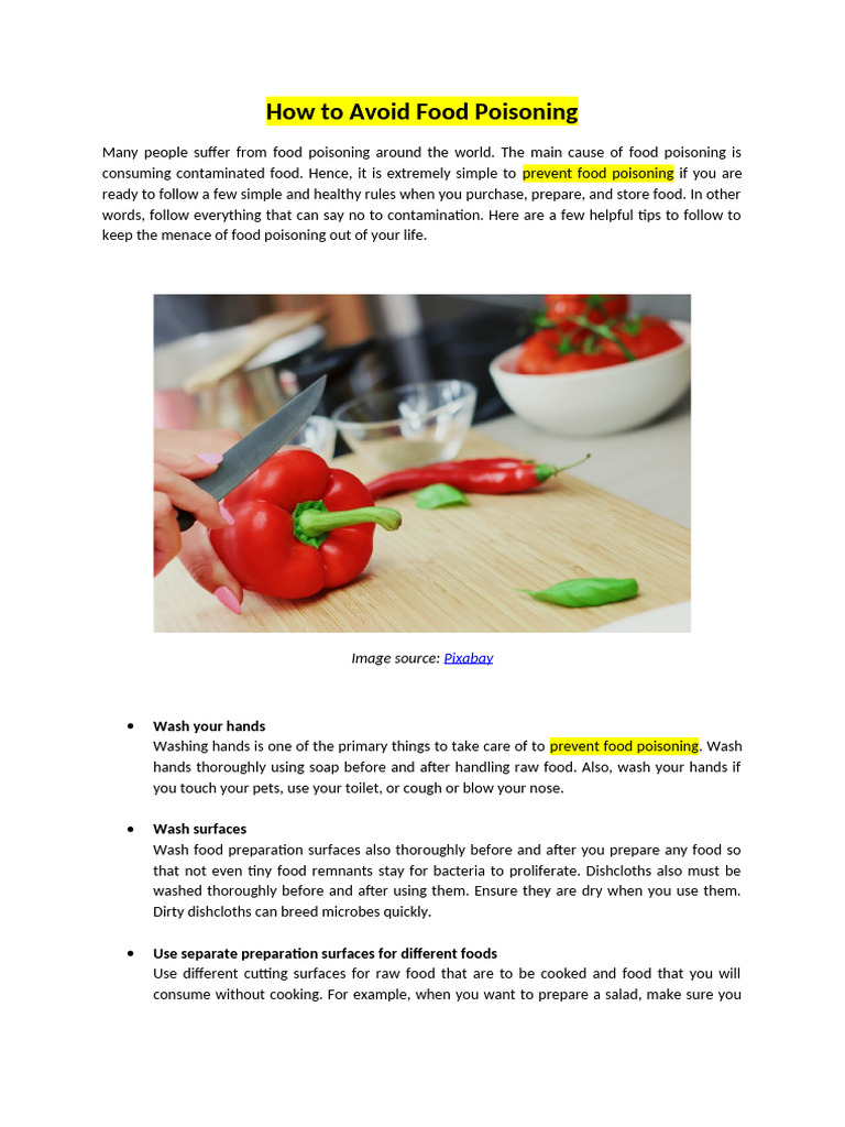Tips to Prevent Food Poisoning | PDF | Foodborne Illness | Foods