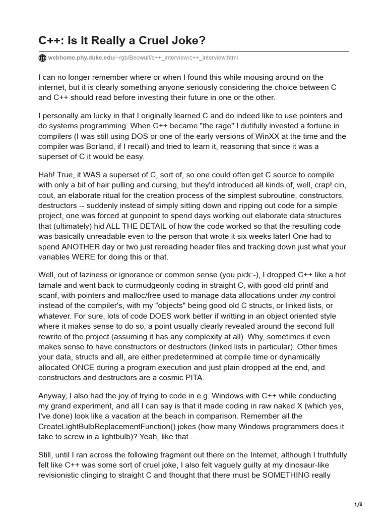 C++ Jokes Is It Really A Cruel Joke | PDF | C++ | Pointer (Computer ...