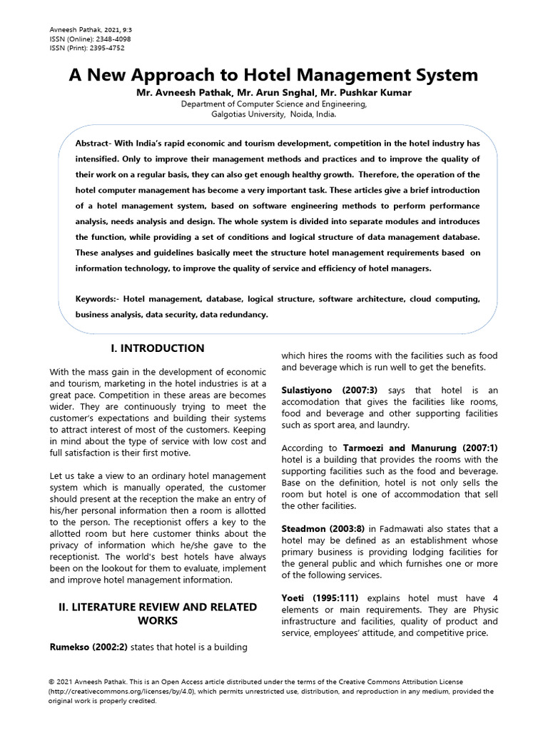 Innovative Hotel Management System | PDF | Databases | Computing