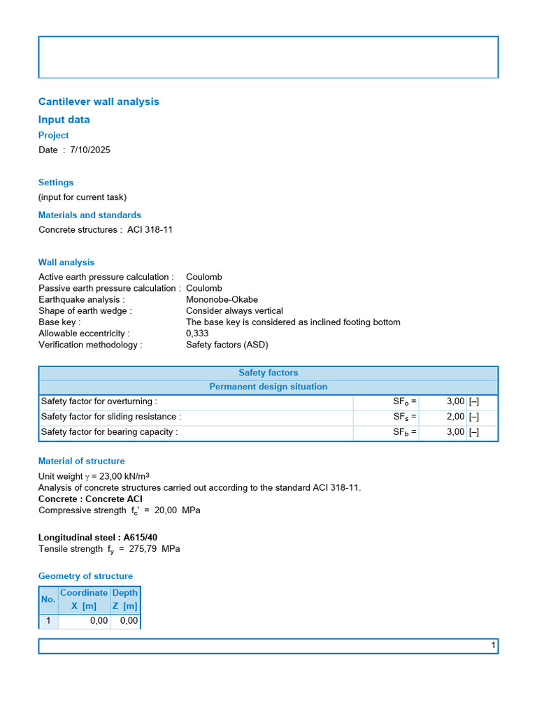 Cantilever Wall Analysis and Design | PDF | Concrete | Applied And ...