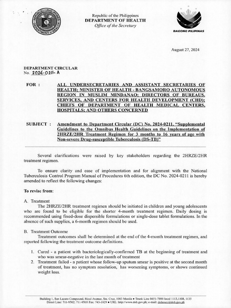 Revised Guidelines for TB Treatment in Children | PDF | Tuberculosis ...