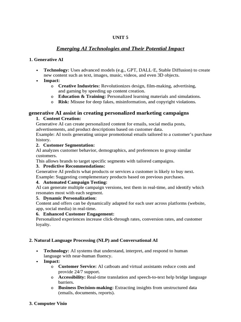 Emerging AI Technologies and Impacts | PDF | Artificial Intelligence ...
