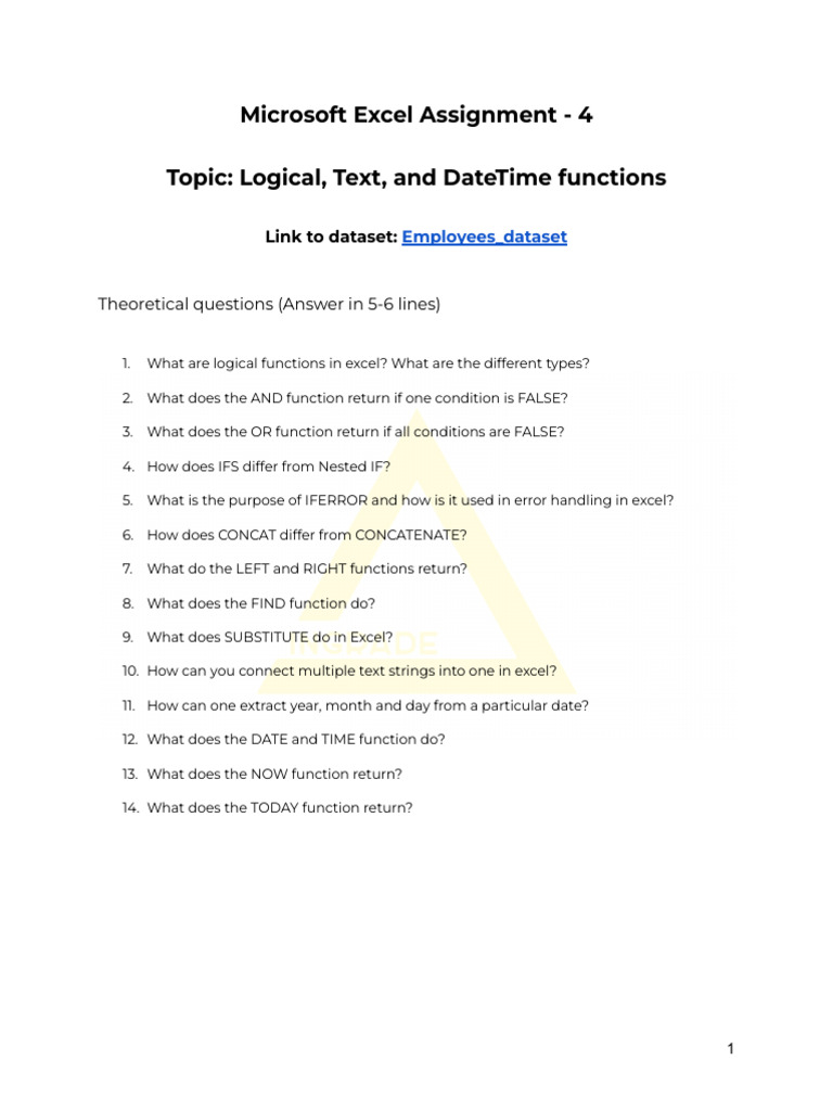 Excel Functions: Logical, Text, DateTime | PDF | Computer Programming ...