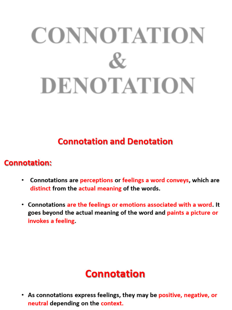 Understanding Connotation vs. Denotation | PDF | Feeling | Connotation