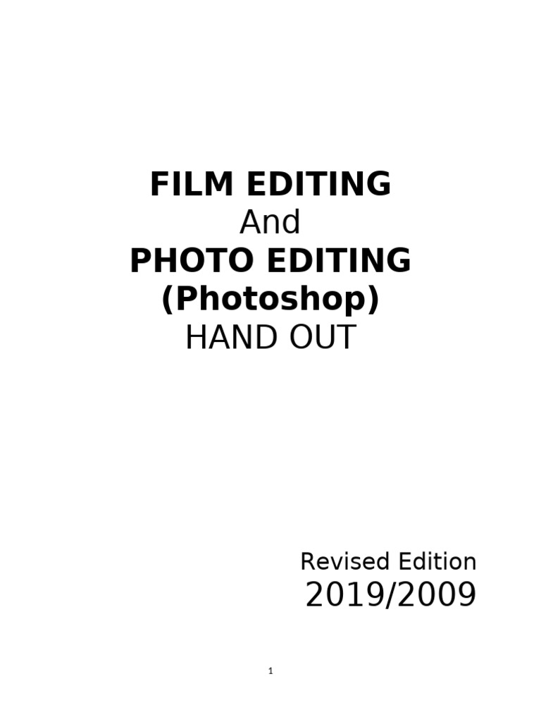 Film and Photo Editing Guide 2019 | PDF | Adobe Photoshop | Editing