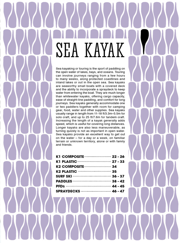 Sea Kayak Overview and Models Guide | PDF | Kayak | Water Sports