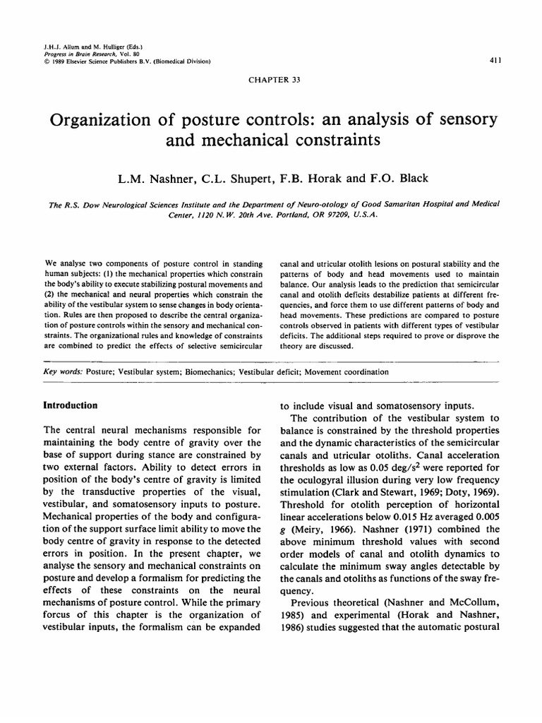 Organization of Posture Controls Ananalysis of Sensory | PDF | Balance ...