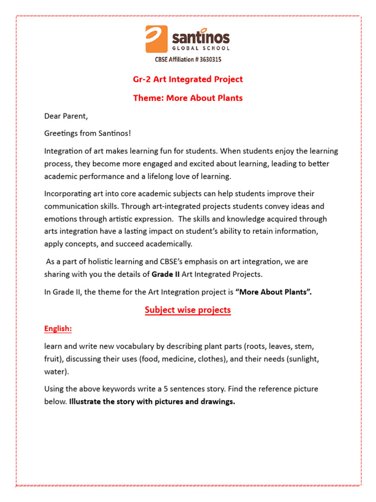 Grade II Art Project: More About Plants | PDF | Learning | Cognition