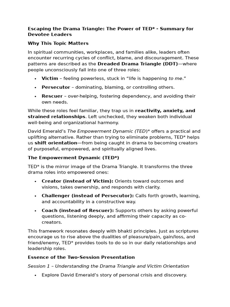 Escaping The Drama Triangle - Summary | PDF | Psychology ...