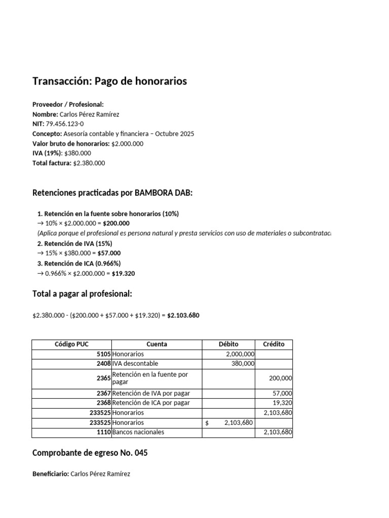 Pago de Honorarios y Retenciones 2025 | PDF | Contabilidad | Bancos