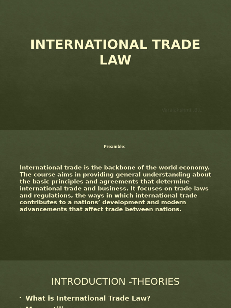 Overview of International Trade Law | PDF | Dumping (Pricing Policy ...