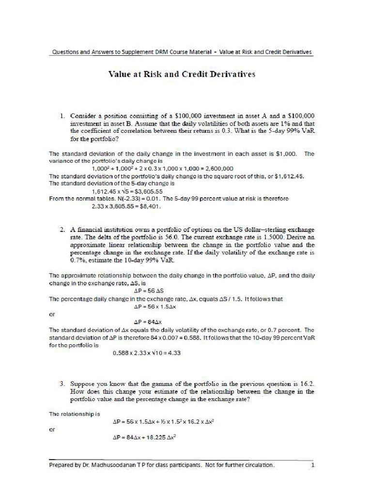 Q&A VaR and Credit Derivatives | PDF