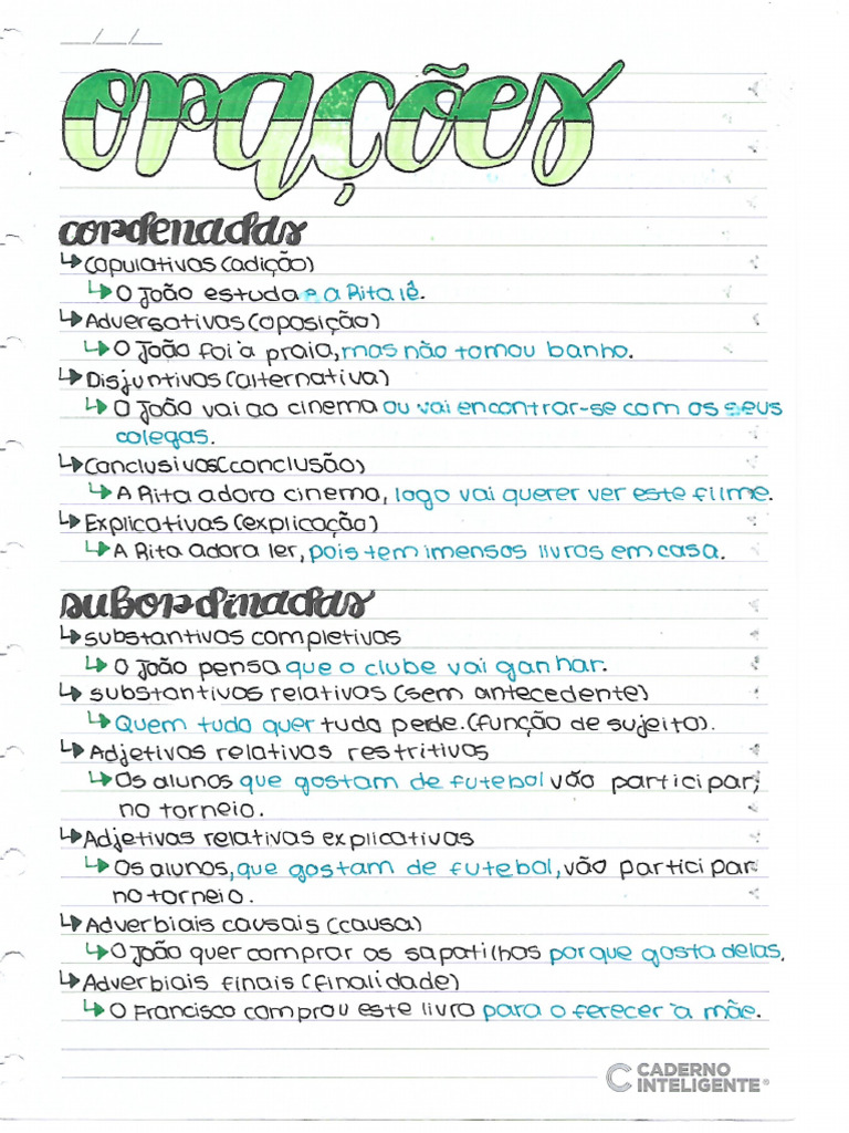 Orações - Portugues - Resumo | PDF