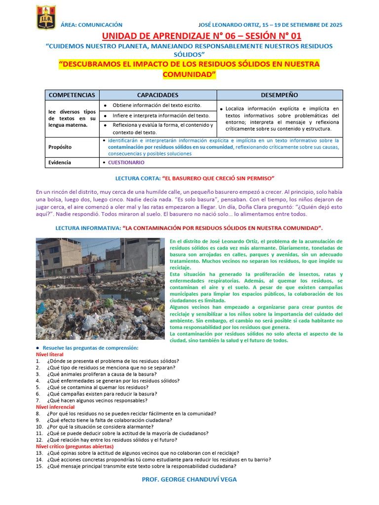 Impacto de Residuos Sólidos en Comunidad | PDF | Residuos | Reciclaje