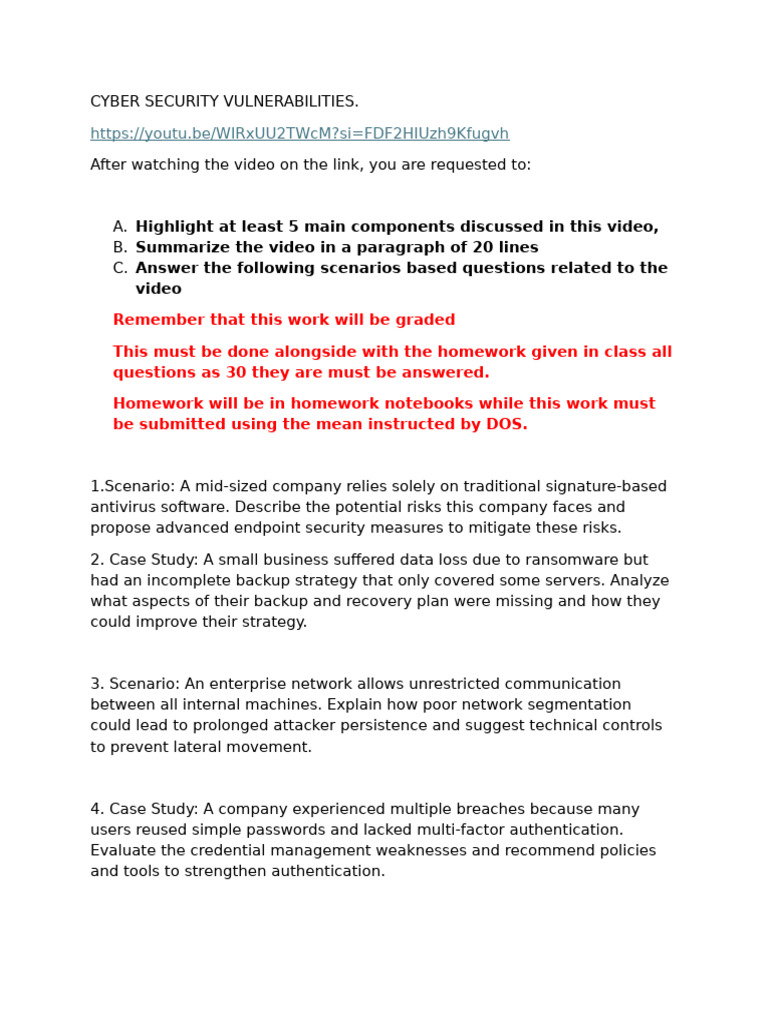Cybersecurity Vulnerabilities Explained | PDF | Security | Computer ...
