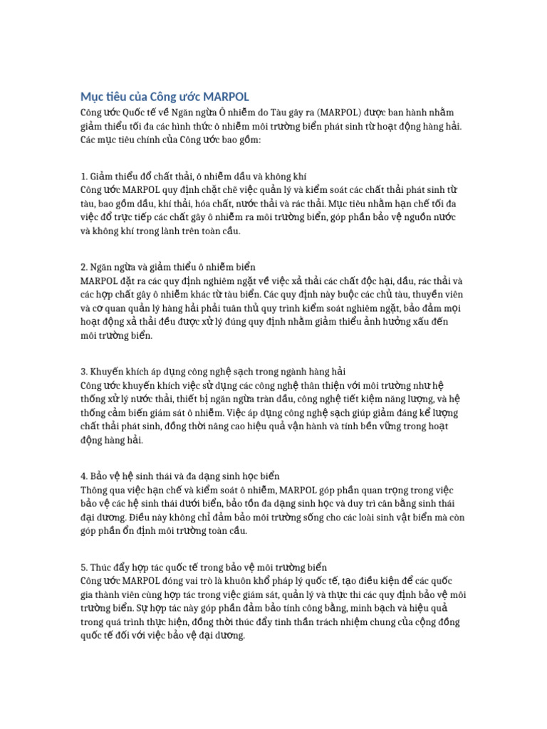 Muc Tieu Cong Uoc MARPOL | PDF