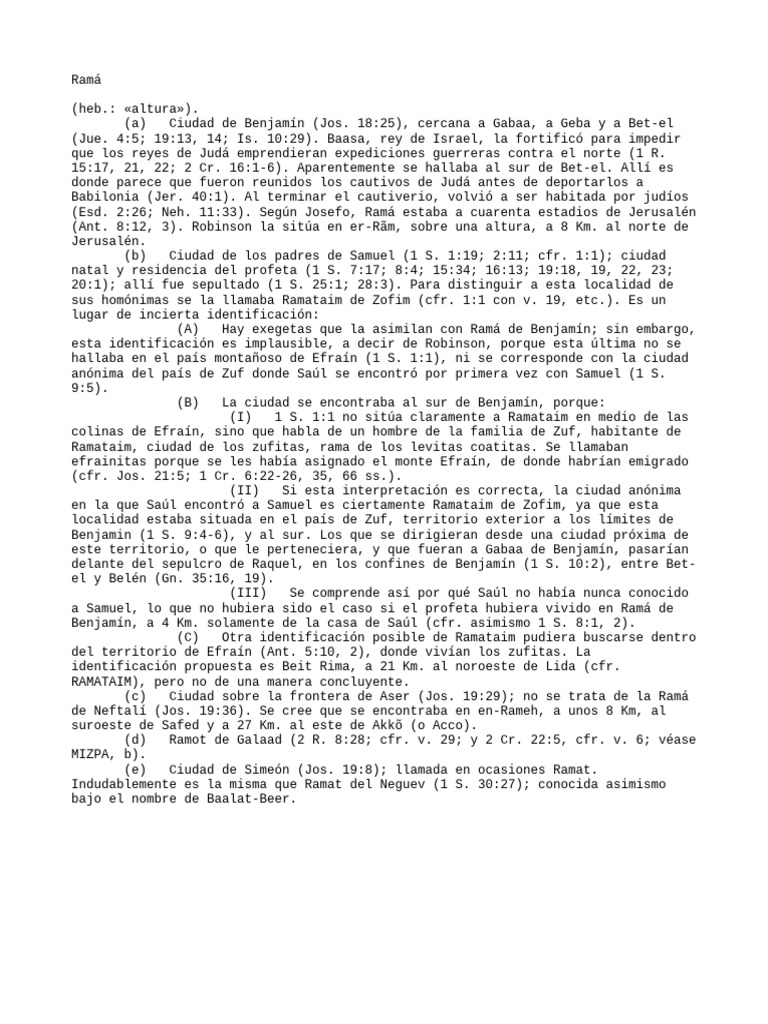Ramataim de Zofim: Ubicación y Contexto | PDF | Pueblo bíblico ...