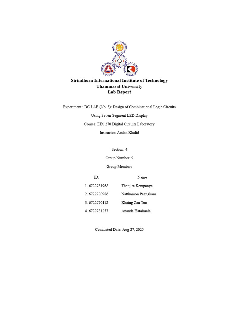 Combinational Logic Circuits Lab Report | PDF | Digital Electronics ...