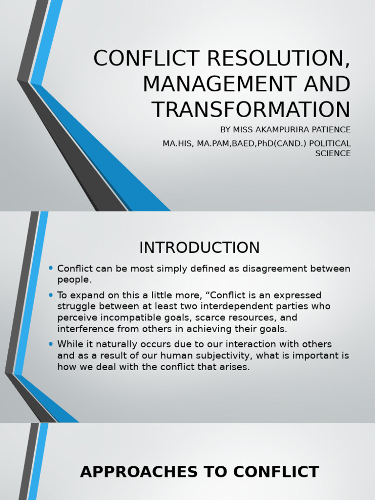 Conflict Management and Resolution Strategies | PDF | Peacebuilding ...