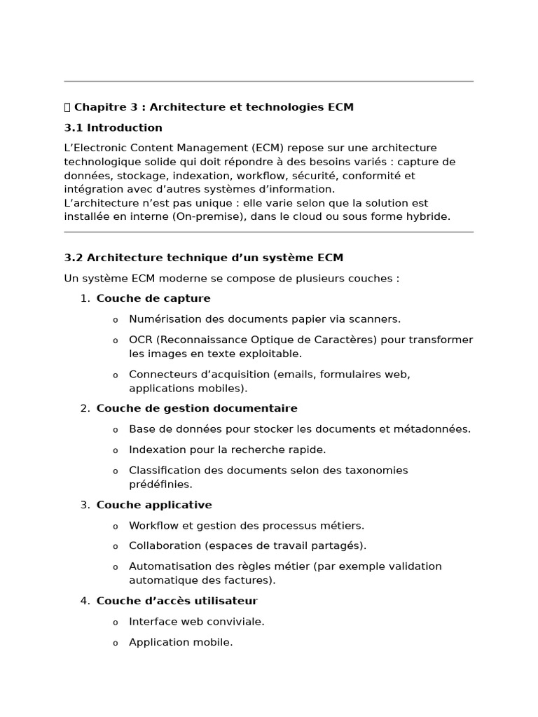 Architecture et technologies ECM détaillées | PDF | Workflow | Cloud ...