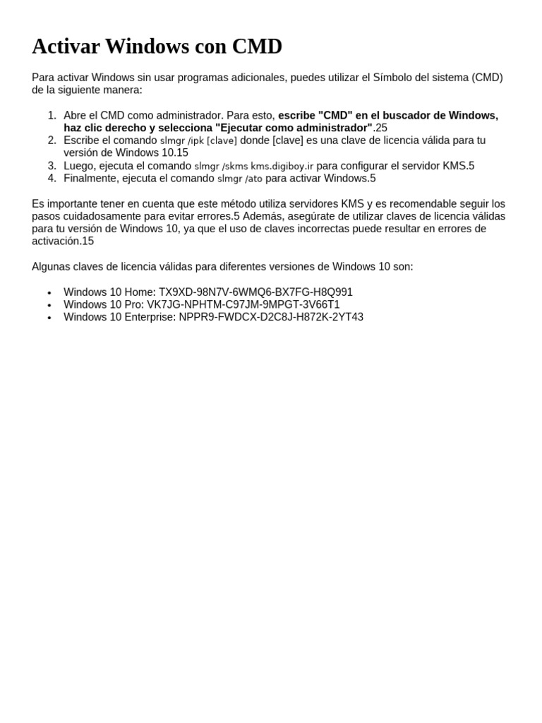 Activar Windows Con CMD | PDF