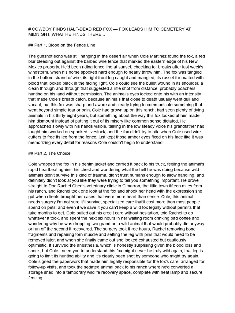 Cowboy Rescues Fox, Forms Unique Bond | PDF | Cemetery | Witness