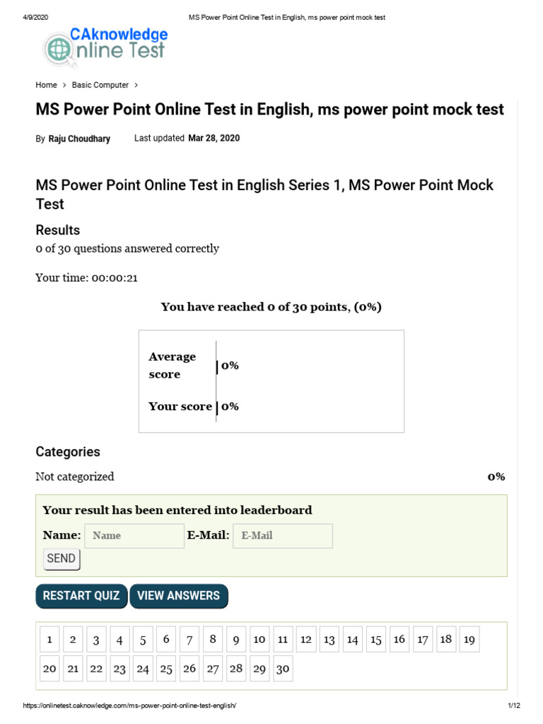 MS Power Point Online Test in English, Ms Power Point Mock Test 8 APR ...