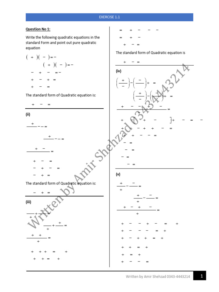Quadratic Equations: Standard Form Solutions | PDF | Mathematics | Algebra