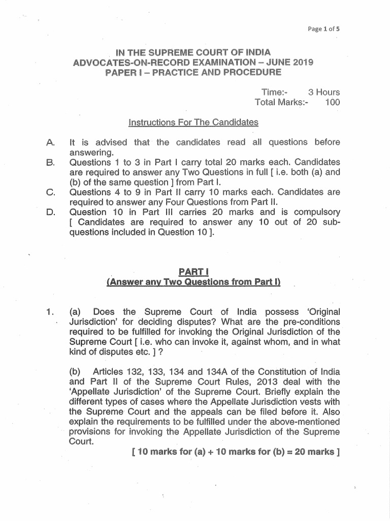 Aor Exam 2019 | PDF