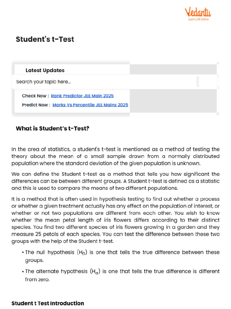 Student's T Test | PDF