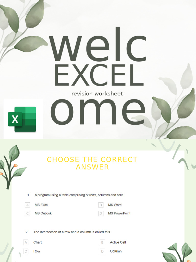 Excel Revision Worksheet For Grades 7,8&9 | PDF